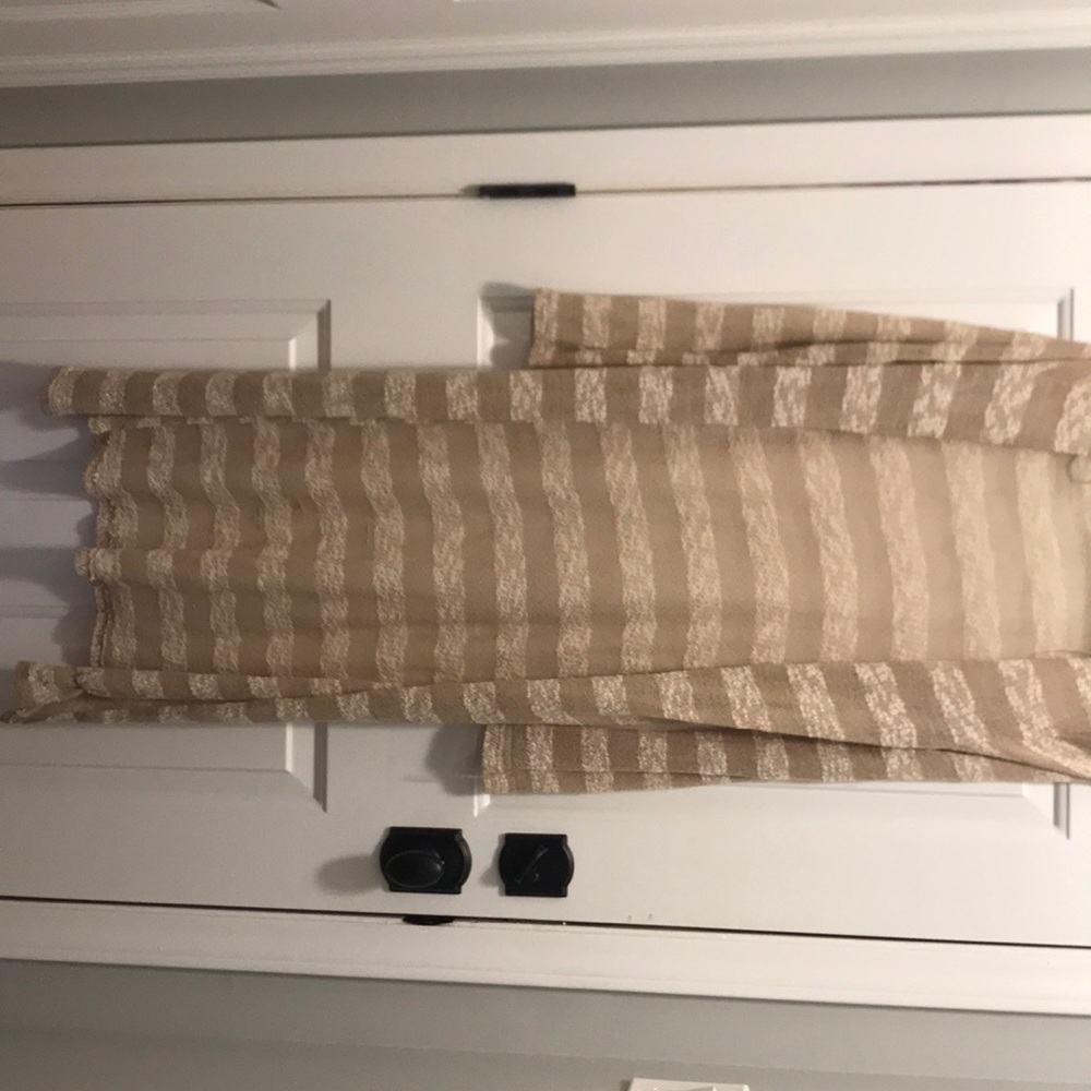 Long knit sweater w/ stripes — cream stripes/tan